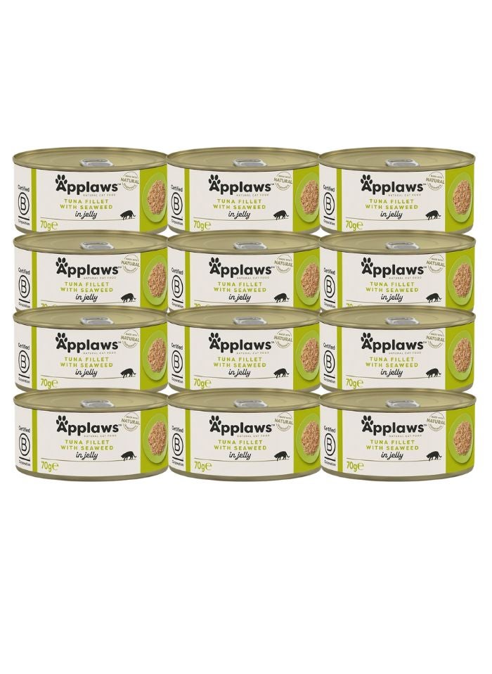 Applaws Tuna Fillet with Seaweed in Broth Wet Cat Food – 70g x 12 Tins - Image 1