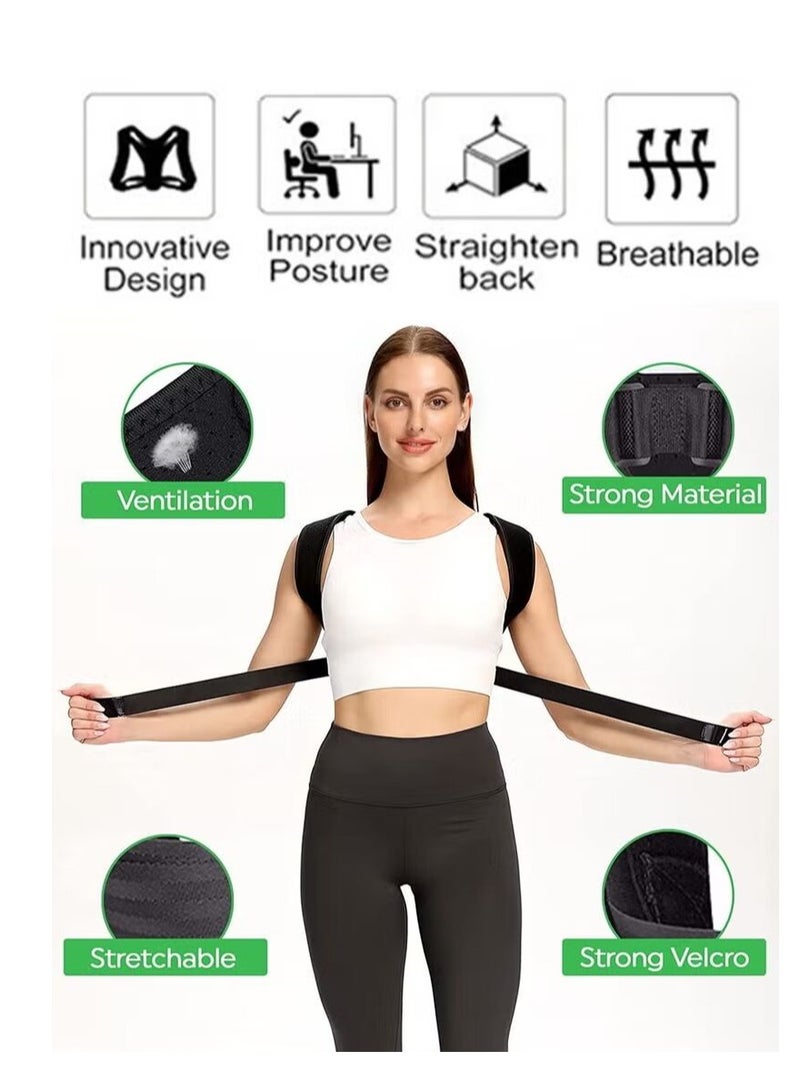 Excefore Back Support Brace and Posture Correction Belt, Relieves Pain Stress and Fatigue with Neck Shoulder Clavicle and Spine Alignment, Reshape Your Body With This Back Straightener and Be Attractive, Fit - Image 4