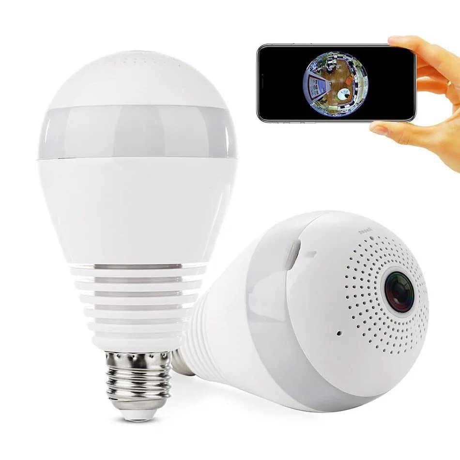 TECHNOVIEW Spy HD Plus Wireless WiFi 360 Degree View Bulb Hidden Secret Camera Watch Live Video AudioMotion Detection Indoor Security for Home 1 Year Warranty 360 Degree Spy Camera