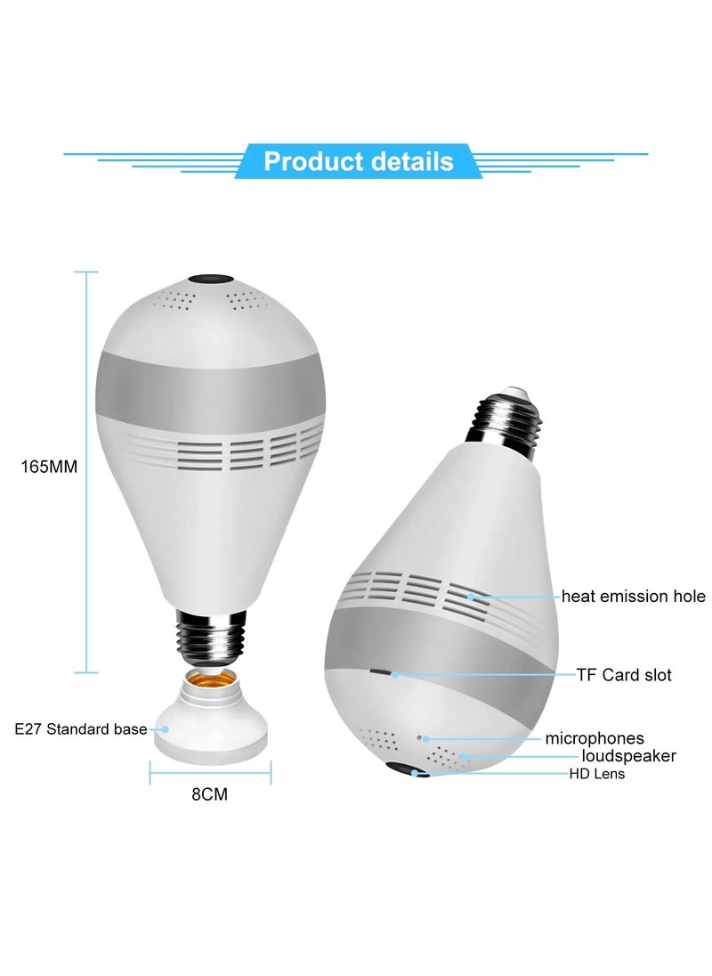 TECHNOVIEW TECHNOVIEW Spy HD Plus Wireless WiFi 360 Degree View Bulb Hidden Secret Camera Watch Live Video AudioMotion Detection Indoor Security for Home 1 Year Warranty 360 Degree Spy Camera  - Image 2