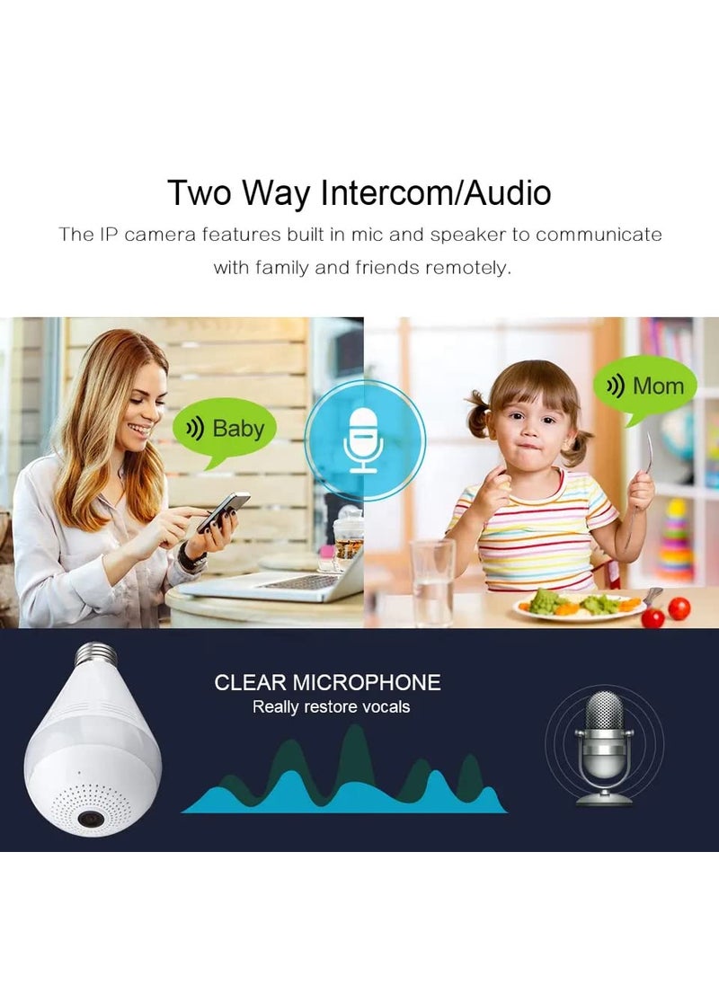 TECHNOVIEW TECHNOVIEW Spy HD Plus Wireless WiFi 360 Degree View Bulb Hidden Secret Camera Watch Live Video AudioMotion Detection Indoor Security for Home 1 Year Warranty 360 Degree Spy Camera  - Image 4