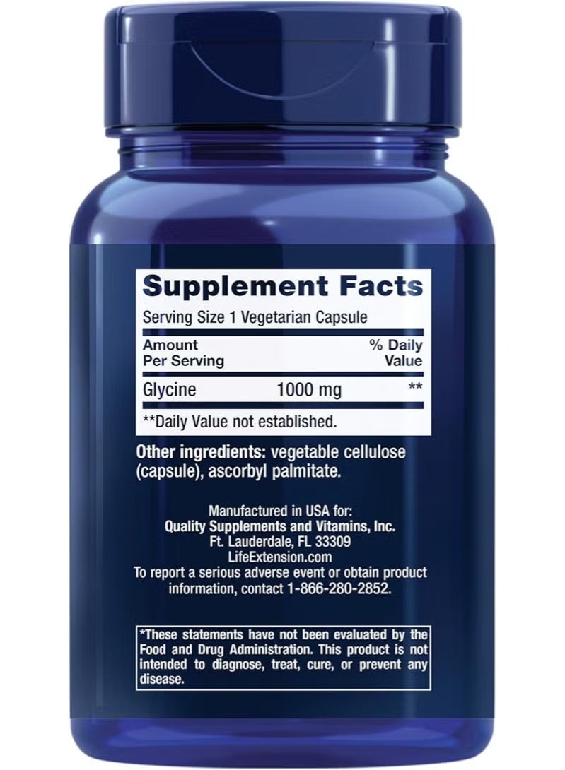 لايف إكستنشن تمديد الحياة الجليسين، 1000 ملغ، الأحماض الأمينية التي تعزز النوم الصحي، 100 كبسولة - Image 2