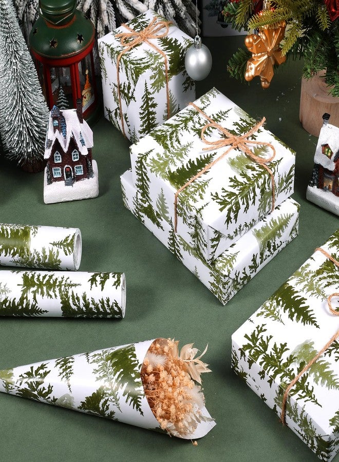 Fabllewavi 1 Roll Christmas Tree Wrapping Paper Mini Roll - 17in x 32.8Ft Forest Tree Pattern Gift Wrap Paper for Xmas Party Baby Shower DIY Crafts Winter Party Supplies (Lime Green - Image 3