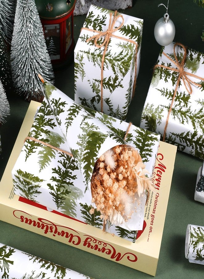 Fabllewavi 1 Roll Christmas Tree Wrapping Paper Mini Roll - 17in x 32.8Ft Forest Tree Pattern Gift Wrap Paper for Xmas Party Baby Shower DIY Crafts Winter Party Supplies (Lime Green - Image 4