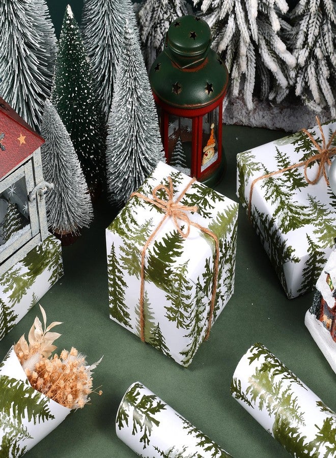 Fabllewavi 1 Roll Christmas Tree Wrapping Paper Mini Roll - 17in x 32.8Ft Forest Tree Pattern Gift Wrap Paper for Xmas Party Baby Shower DIY Crafts Winter Party Supplies (Lime Green - Image 5