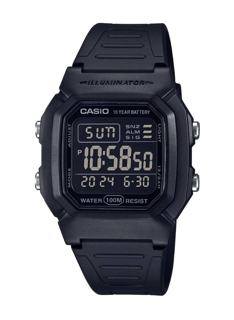 CASIO ساعة رقمية بسوار راتينج للجنسين W-800H-1BVDF - Image 1