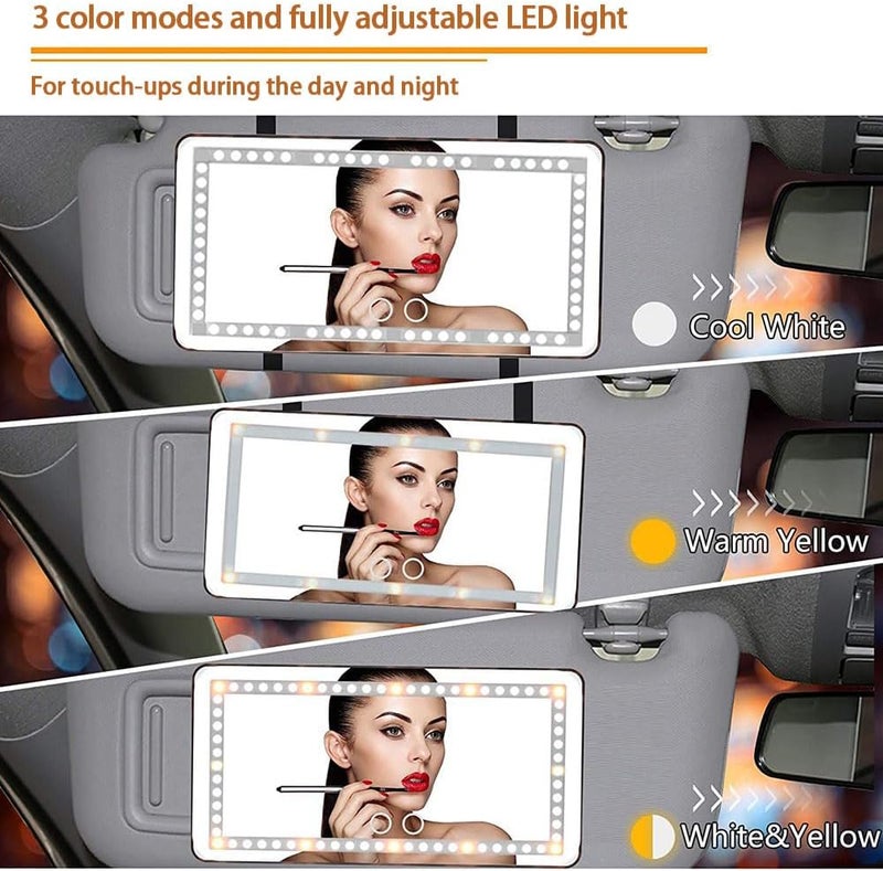 Auconda Car Sun Visor Vanity Mirror with LED Lights - Image 2