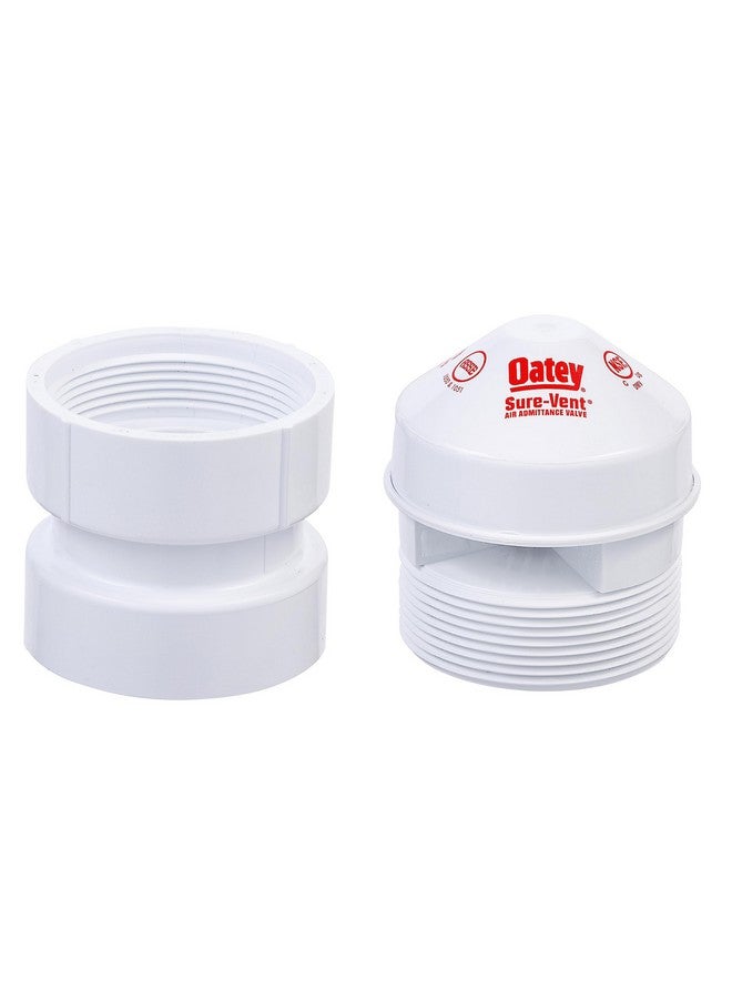 أوتي صمام دخول هواء DFU من Oatey Sure-Vent بقطر 1-1/2 بوصة - 2 بوصة، 160 فرعًا، 24 كومة، مع محول Sch. 40 من مادة PVC البيضاء - Image 2