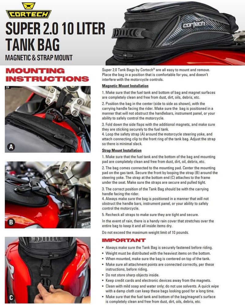 CORTECH Super 2.0 10L Motorcycle Tank Bag - Image 5