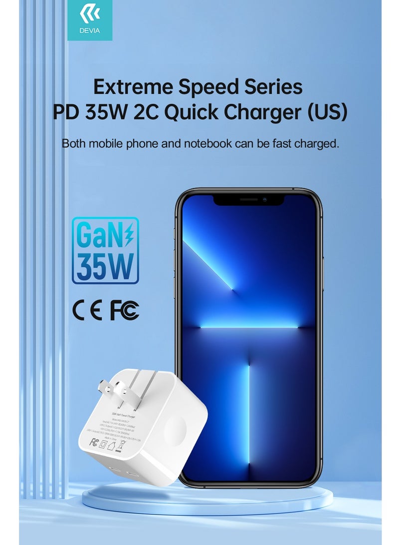 Devia's 35W dual-port fast charger charges your devices quickly and easily on the go. It's compact and features over-current and overheating protection. - Image 5