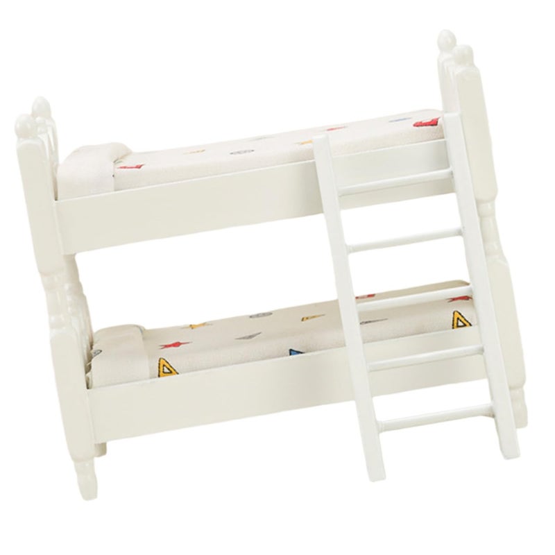 Miniature Dollhouse Bunk Bed Furniture Model with Geometric Design for Bedroom Scene Decoration - Image 2