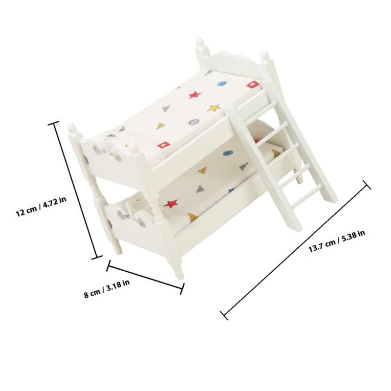 Miniature Dollhouse Bunk Bed Furniture Model with Geometric Design for Bedroom Scene Decoration - Image 3