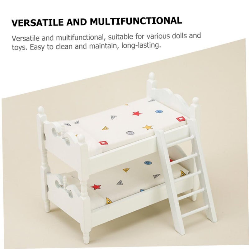 Miniature Dollhouse Bunk Bed Furniture Model with Geometric Design for Bedroom Scene Decoration - Image 5