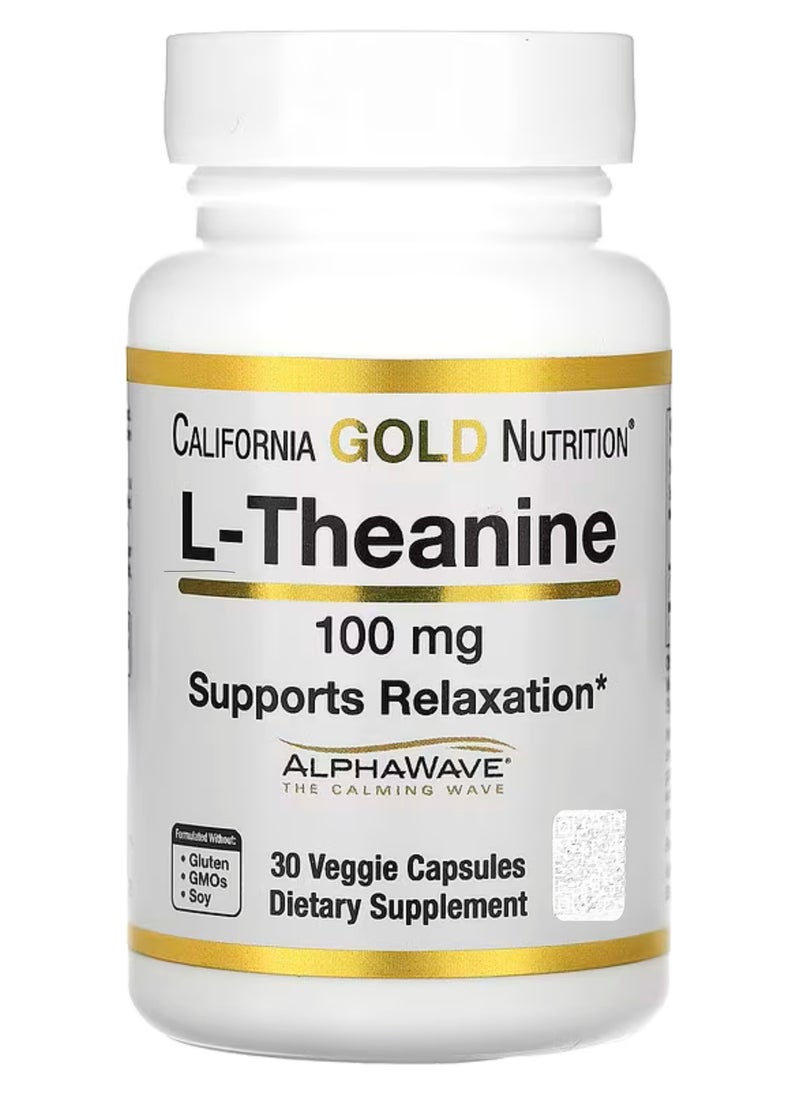 California Gold Nutrition - California Gold Nutrition L-Theanine Alpha Wave100 mg 30 Veggie Caps - Image 1