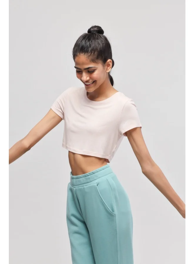 NeceSera Aqua Terry Travel Set with Light Pink Crop Top