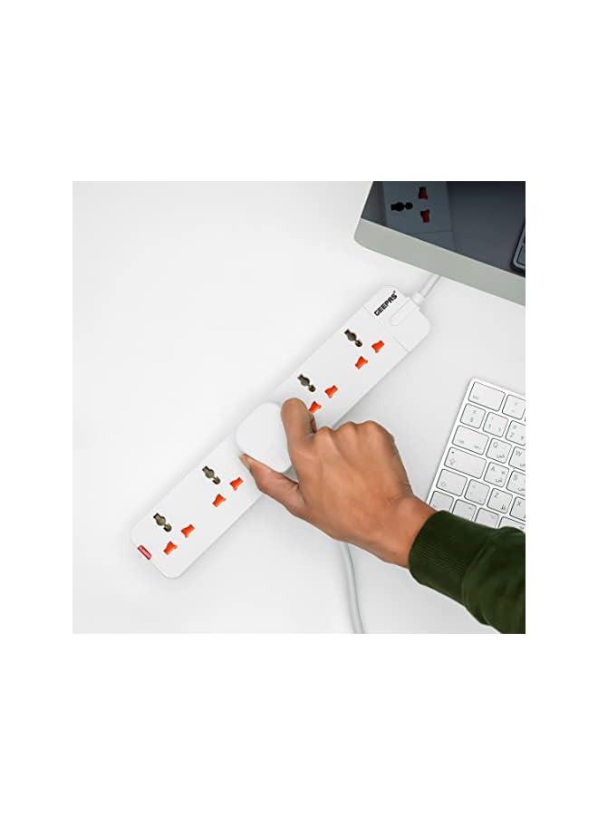 Geepas 5 Way Extension Socket 13A - Extension Lead Strip With Led Indicators | Extra Long Cord With Over Current Protected | Ideal For All Electronic Devices | 2 Years Warranty - Image 2