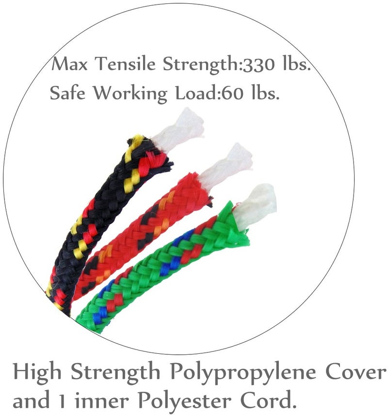 Cenme Diamond Braid Nylon Paracord, 3/16" (5mm) x 100ft, High Strength Polypropylene Rope, General Purpose Utility Rope and Flag Line, Black - Image 5