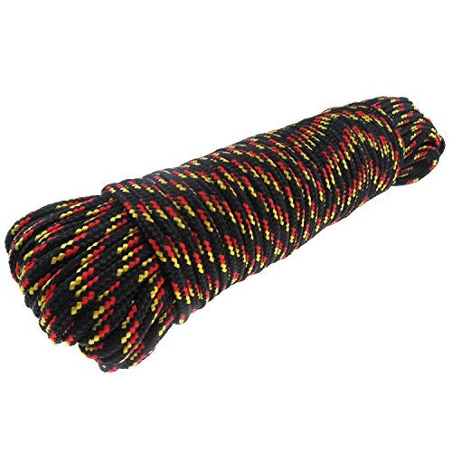 Cenme Diamond Braid Nylon Paracord, 3/16" (5mm) x 100ft, High Strength Polypropylene Rope, General Purpose Utility Rope and Flag Line, Black - Image 3