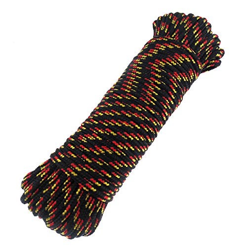 Cenme Diamond Braid Nylon Paracord, 3/16" (5mm) x 100ft, High Strength Polypropylene Rope, General Purpose Utility Rope and Flag Line, Black - Image 1