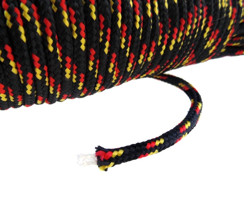 Cenme Diamond Braid Nylon Paracord, 3/16" (5mm) x 100ft, High Strength Polypropylene Rope, General Purpose Utility Rope and Flag Line, Black - Image 4