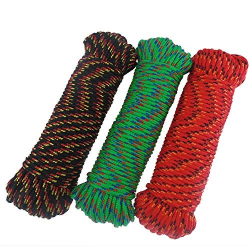 Cenme Diamond Braid Nylon Paracord, 3/16" (5mm) x 100ft, High Strength Polypropylene Rope, General Purpose Utility Rope and Flag Line, Black - Image 2