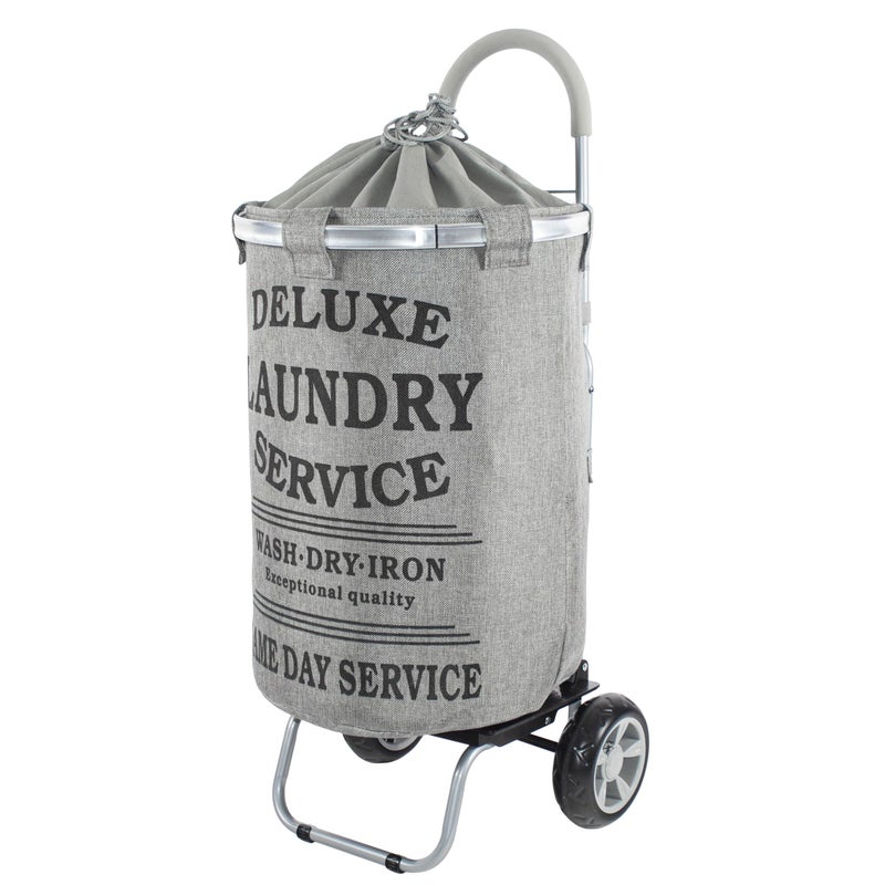 dbest products dbest products Laundry Trolley Dolly Grey Laundry Bag Hamper Basket cart with wheels sorter