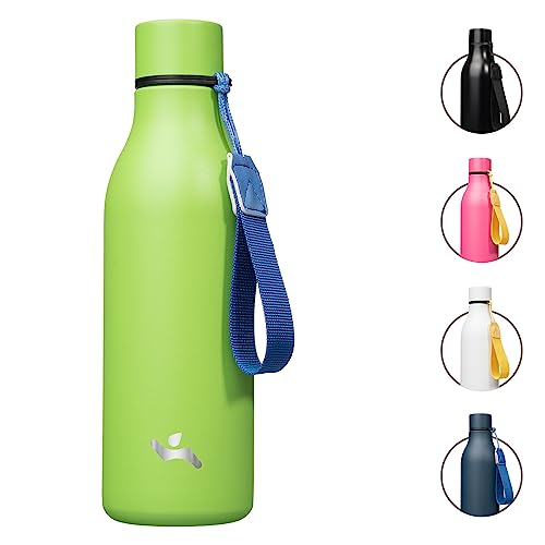 Konokyo Insulated Water Bottle with Strap,18 oz Double Wall Stainless Steel Vacuum Bottles Metal Water Flask,Green - Image 1