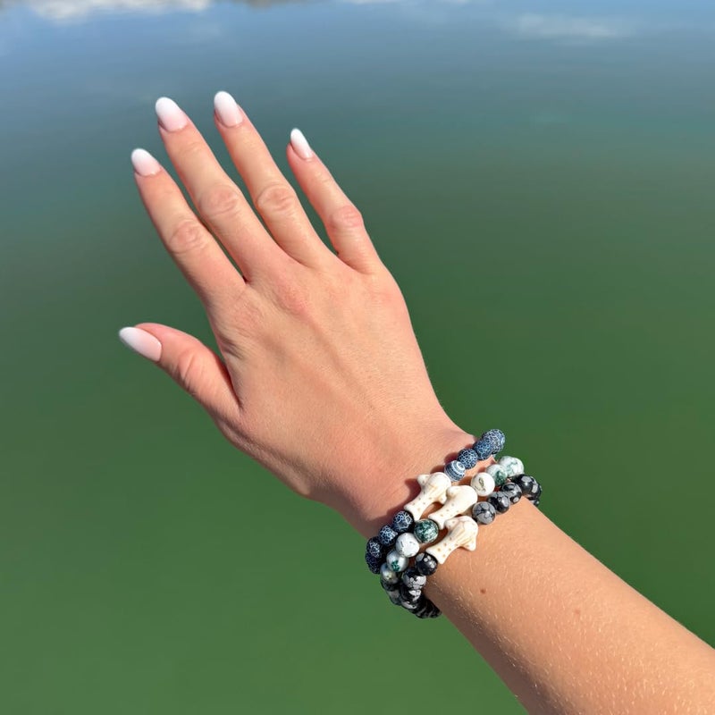 Fahlo Whale Shark Tracking Bracelet â€“ Track a Real Whale Sharkâ€™s Journey â€“ Supports Wildlife Conservation â€“ Elastic, One Size Fits Most â€“ on Interactive Mobile App Map â€“ Unisex Conservation Gift (Ocelli Stone) - Image 5