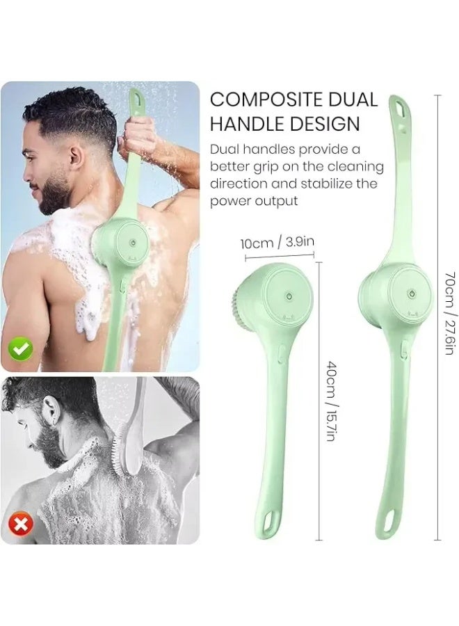 Dual-Handle Electric Rotating Shower Brush, Waterproof Multi - function Back - scrubing Tool, Automatic Exfoliating Bath Brush - Image 2