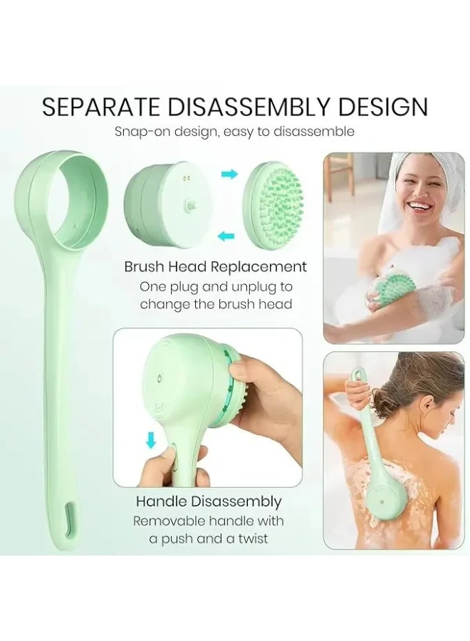 Dual-Handle Electric Rotating Shower Brush, Waterproof Multi - function Back - scrubing Tool, Automatic Exfoliating Bath Brush - Image 3