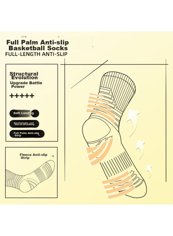 Nba Casual Sports Socks, Men's High-top Cotton Socks, Running Long Tube Terry Thickened Towel Bottom Basketball Socks For Men, 3 Pairs - Image 5