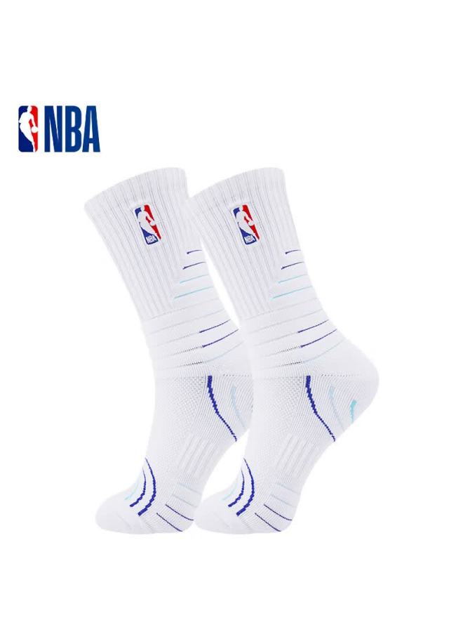 Nba Casual Sports Socks, Men's High-top Cotton Socks, Running Long Tube Terry Thickened Towel Bottom Basketball Socks For Men, 3 Pairs - Image 2