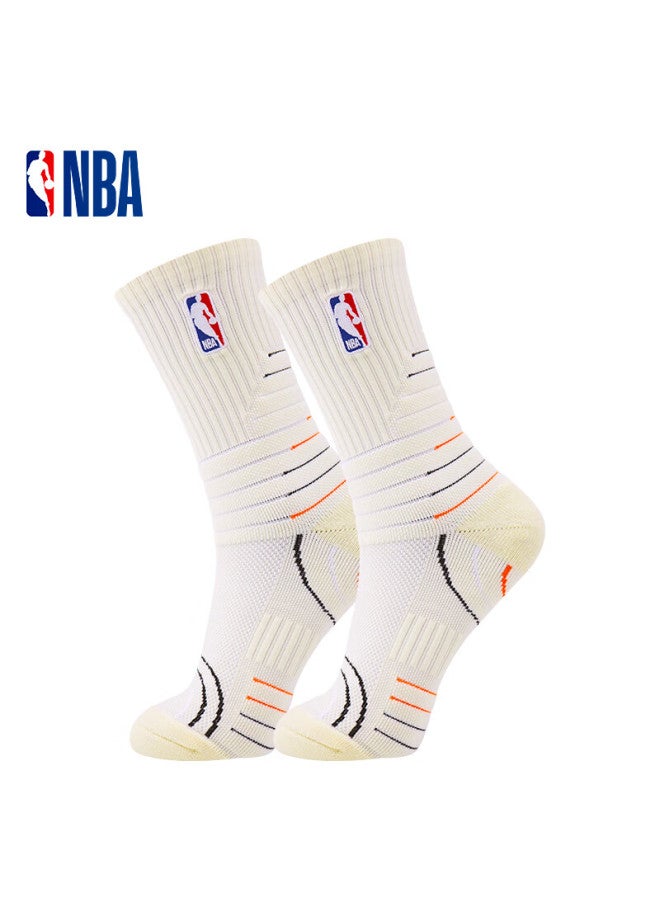 Nba Casual Sports Socks, Men's High-top Cotton Socks, Running Long Tube Terry Thickened Towel Bottom Basketball Socks For Men, 3 Pairs - Image 3