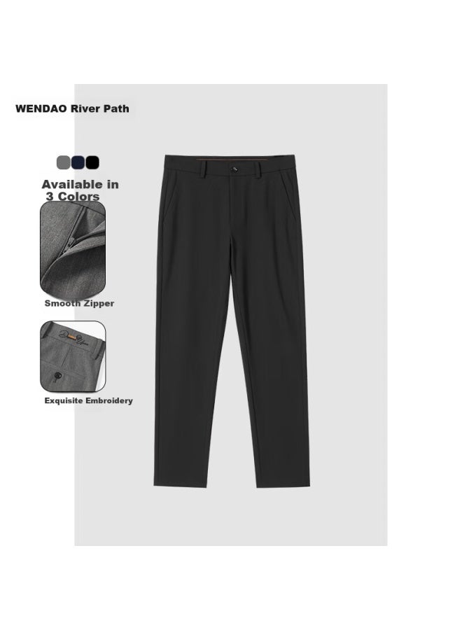ASK Wendao President Casual Pants, Lyocell Elastic Wrinkle-resistant Breathable Straight-leg Trousers For Men W8117, Royal Blue Long Pants, Size 34 - Image 1