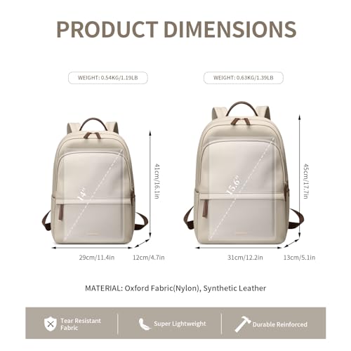 GOLF SUPAGS Laptop Backpack for Women Slim Computer Bag Work Travel College Backpack Purse Fits 15.6 Inch Notebook (Apricot) - Image 5