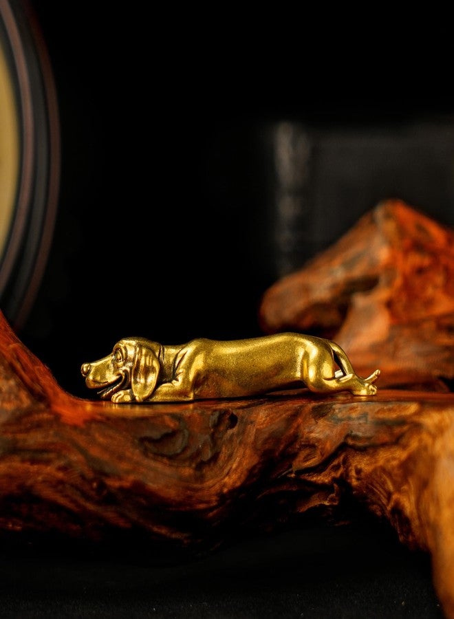 chovy تمثال كلب داشهوند من النحاس الصلب من تشوفي - منحوتة كلب وينر عتيقة الصنع يدوياً، ديكور مكتبي مفصل للمنزل أو المكتب، هدية فنية فريدة لمحبي الكلاب (قطعة قابلة للتحصيل مصبوبة من قطعة واحدة) - Image 1