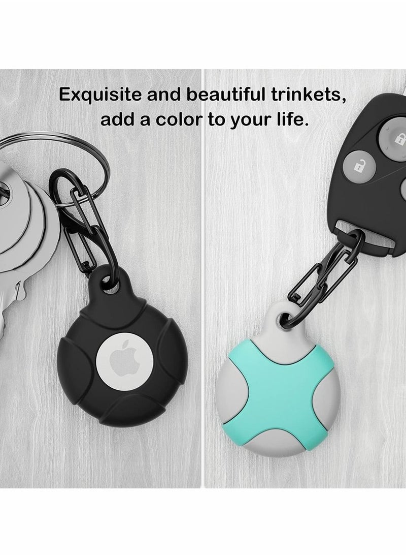 SYOSI - Case for Apple AirTag with Keychain Ring 2 Pack Silicone Waterproof Anti Scratch Protective Tracker Cover Compatible with AirTags for Pets, Keys Luggage Backpacks Blue Pink - Image 1