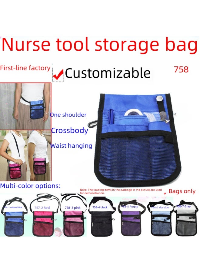 Generic Portable Nurse Tool Waist Bag Single Shoulder Slant Cross Bag Surgical Instrument Cloth Common Items Storage-Color:758-7 Grey-Capacity:758 - Image 2