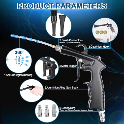 PARAROSE Car Cleaning Gun Detailing Interior Dryer Air Blow Gun, High Pressure Blower Gun, Car Detailing Kit Interior Cleaner, Car Detailing Tools for Car Quickly Blasts Dirt and Dust Works with Air - Image 2