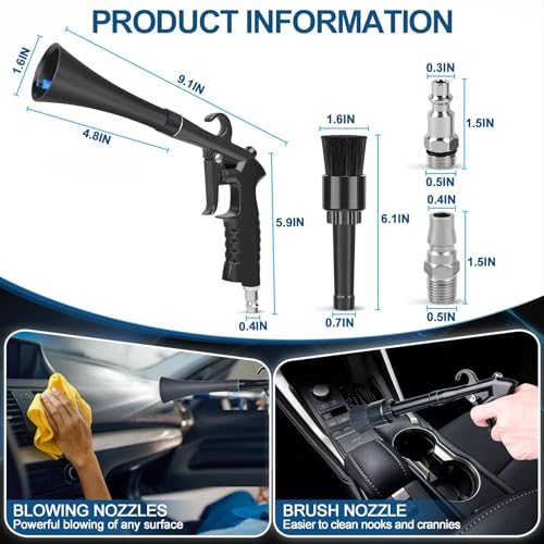 PARAROSE Car Cleaning Gun Detailing Interior Dryer Air Blow Gun, High Pressure Blower Gun, Car Detailing Kit Interior Cleaner, Car Detailing Tools for Car Quickly Blasts Dirt and Dust Works with Air - Image 4