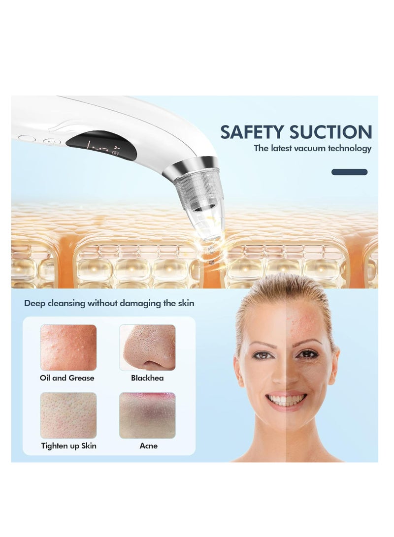 إم إي سي أحدث مكنسة كهربائية لإزالة الرؤوس السوداء في عام 2024، مزيل الرؤوس السوداء المطور للوجه، أدوات كهربائية لاستخراج الرؤوس البيضاء لحب الشباب - 5 قوة شفط، 5 مجسات، مجموعة أدوات بثرة بوبر قابلة لإعادة الشحن عبر USB