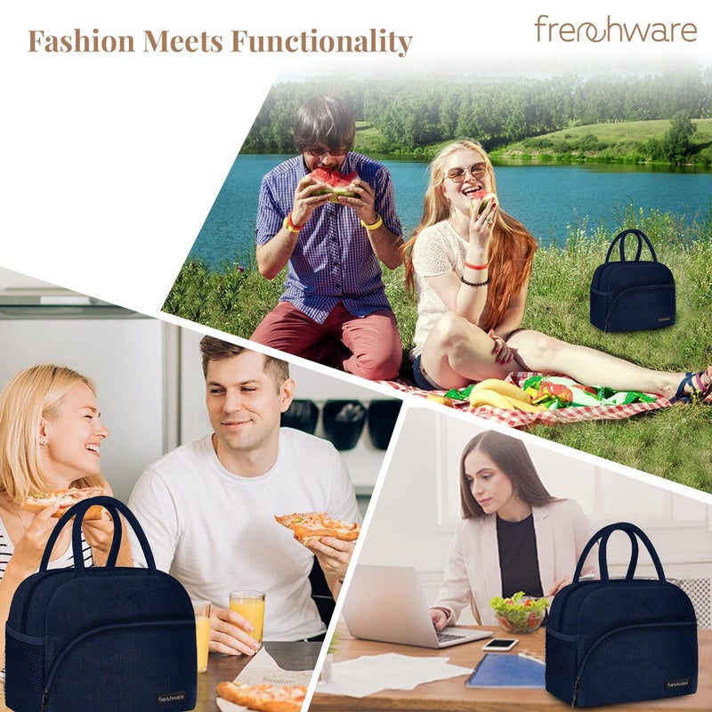 Frenchware Insulated Lunch Bag (8 Litre, Black), Office Tiffin Bags for Men and Women, Hot & Cold Travel Lunch Box for Men, Tiffin Box & Bottles, Lunch Bag for Office, Picnic Bag (Blue) - Image 5