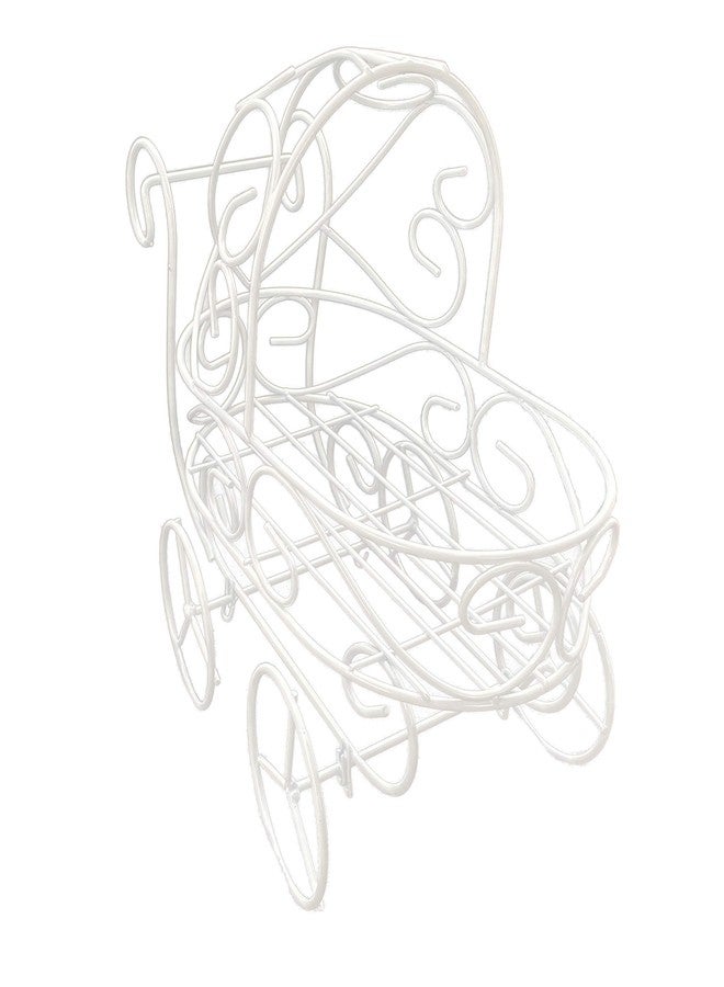Crafts Central Baby Shower White Metal Carriage Stroller Centerpiece (Small - 12 Inch) - Image 2