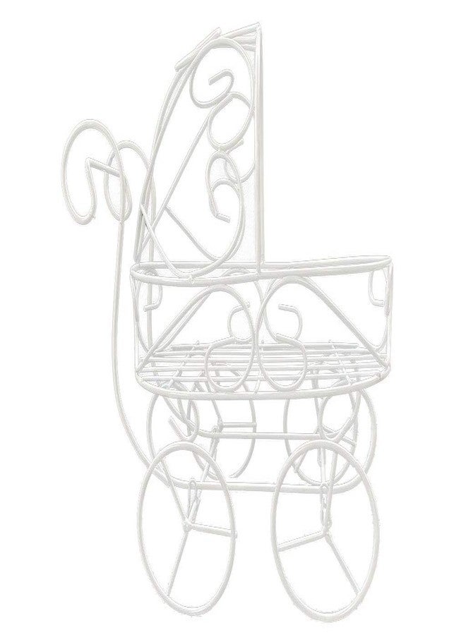 Crafts Central Baby Shower White Metal Carriage Stroller Centerpiece (Small - 12 Inch) - Image 3