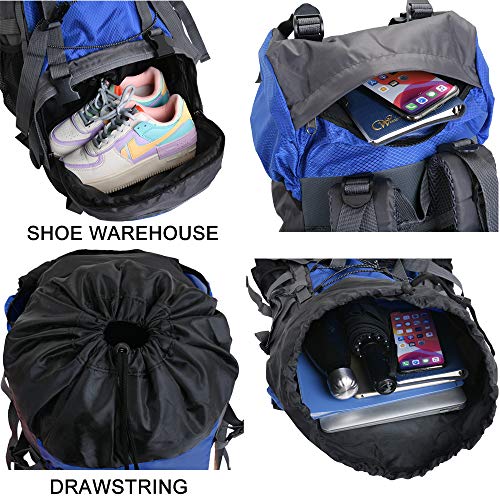 Bseash 60L Internal Frame Waterproof Hiking Camping Backpack with Rain Cover, Large Outdoor Sport Travel Daypack Rucksack - Image 5