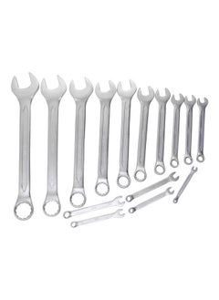 NIBEMINENT 15-Piece Tools Combination Spanner Set Silver 