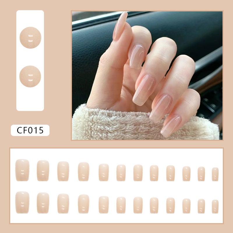 طقم أظافر صناعية قابلة لإعادة الاستخدام بتصميم نيود مربع - موديل CF015 - Image 3