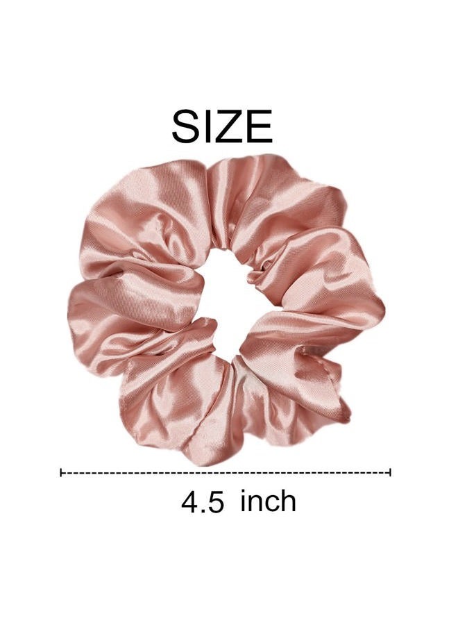 Sufermoe 12 Pcs Satin Silk Scrunchies, Soft Hair Ties, Fashion Bands, Bows, Ropes, Elastic Bracelets, Ponytail Holders for Women and Girls (4.5 Inch, Rose Gold) - Image 3