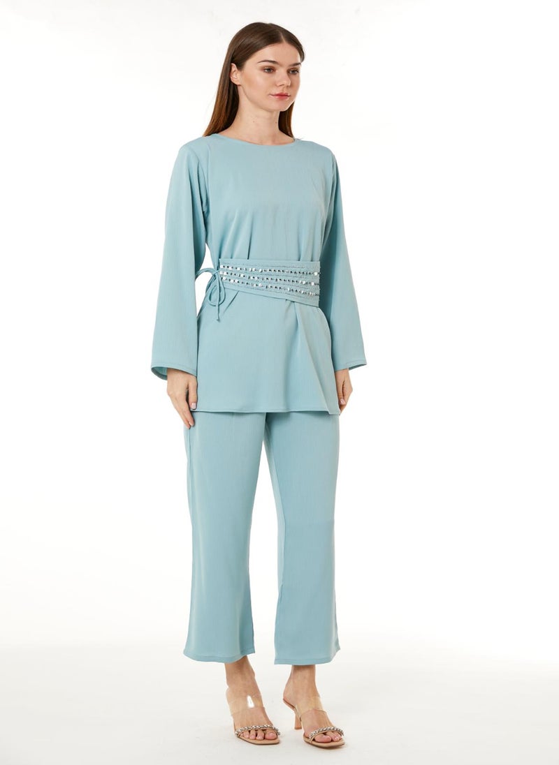 Moistreet Light Blue Zoom Top and Pants Set - Image 1