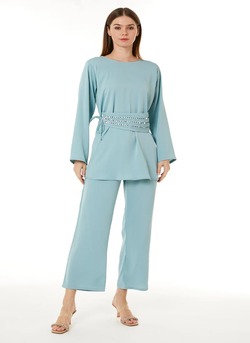 مويستريت Light Blue Zoom Top and Pants Set